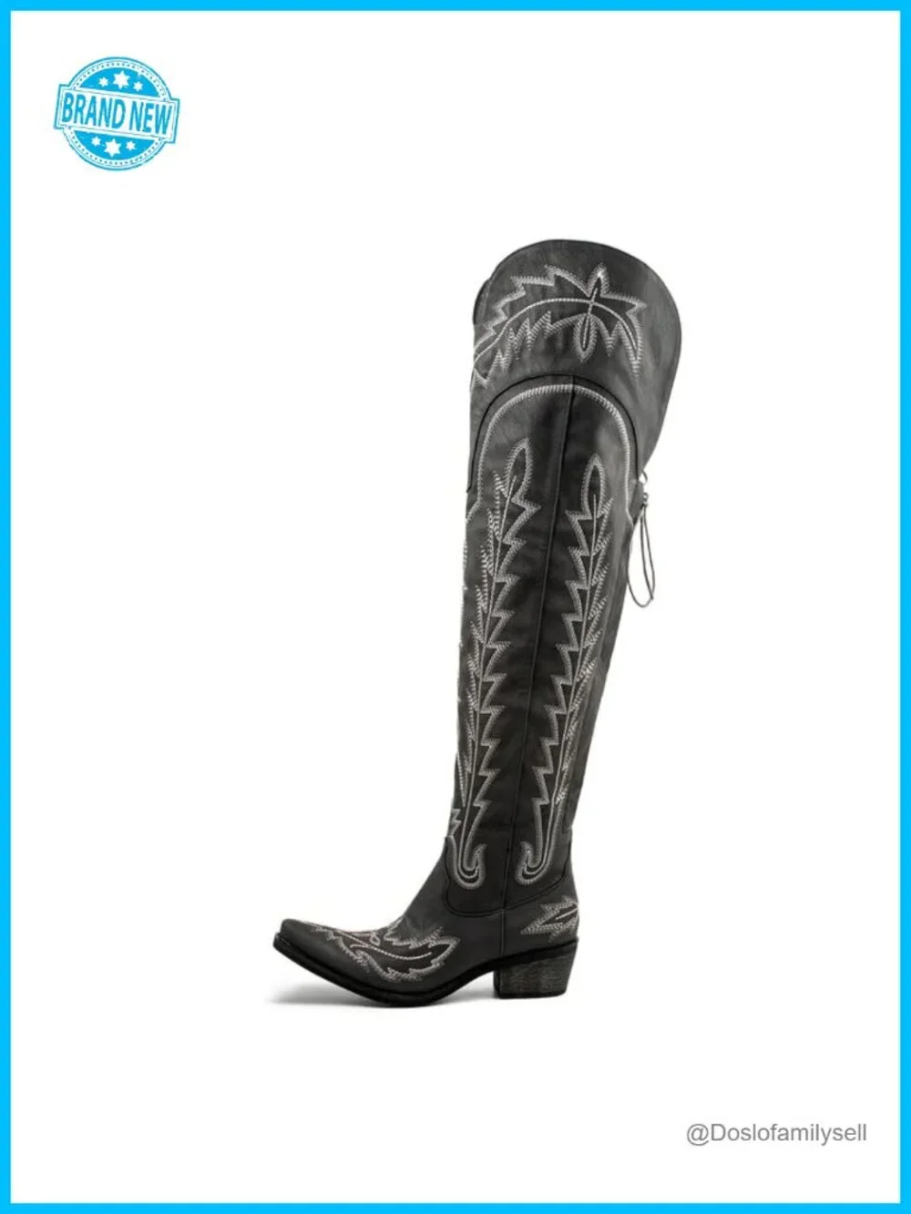 Thigh High Cowgirl Boots Wide Calf Over the Knee Western Embroidered Pull-On